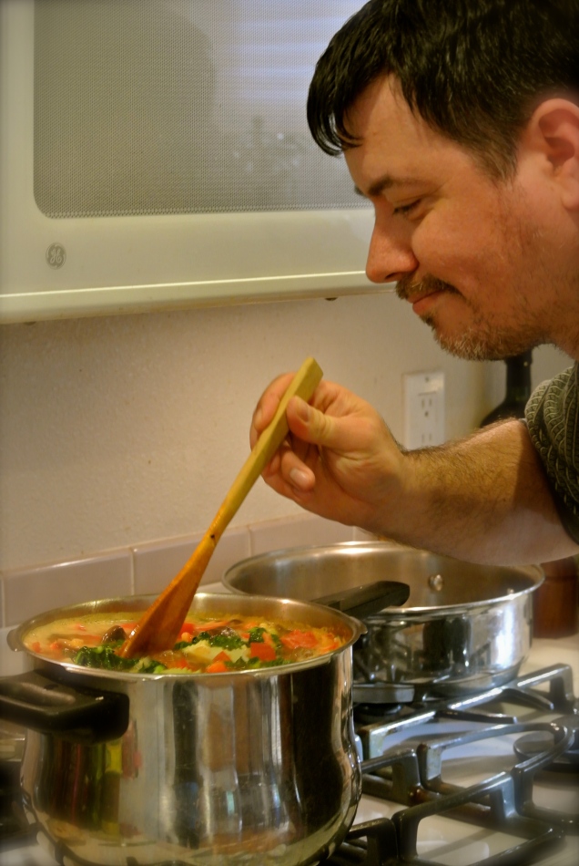 Jon tasting the soup