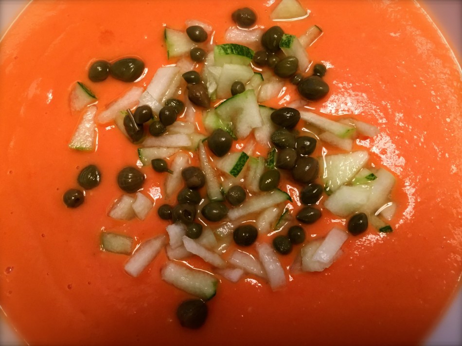 Salmorejo with Capers and Cucumber